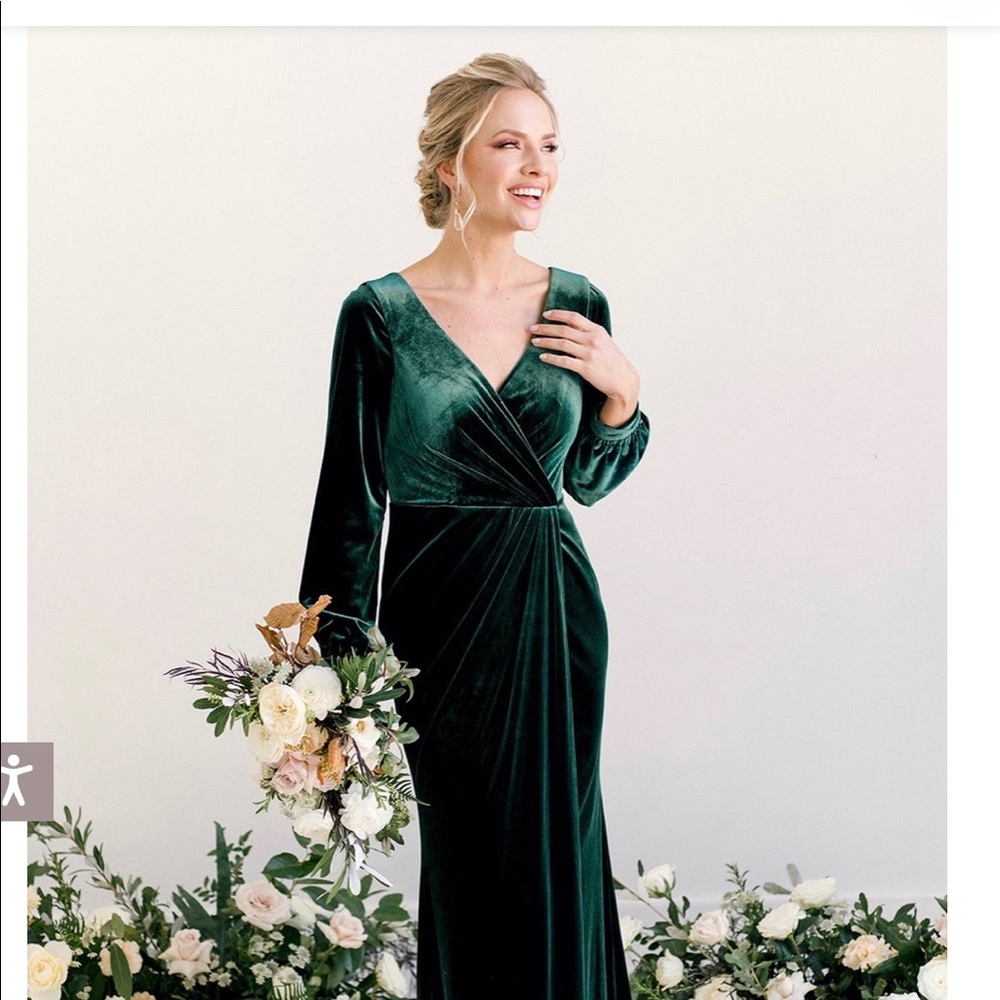 Moss green velvet dress